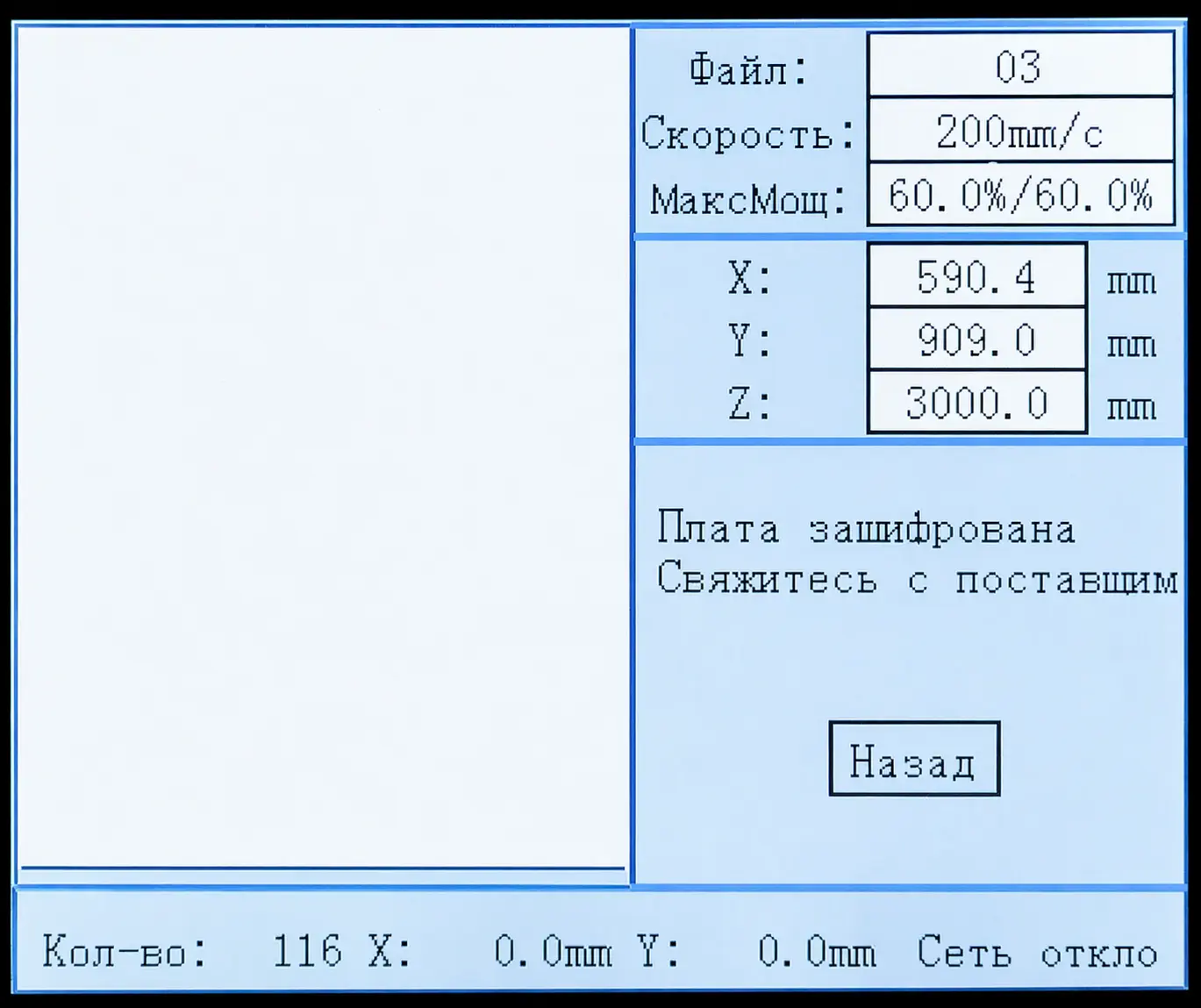 Плата зашифрована Ruida